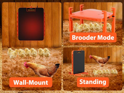 Chick Brooder Heat Plate,11" x 15" Brooder Plate with Adjustable Height & Temp,200W Brooder Heater Warmer for Chicken Coops Poultry (Orange)