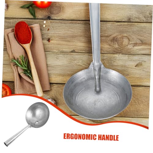 Toyvian Iron Feed Scoop with Ergonomic Handle Heavy Duty Ladle for Feeding and Watering Livestock Durable Iron Construction for Farmers and Homesteaders Feeding Tool