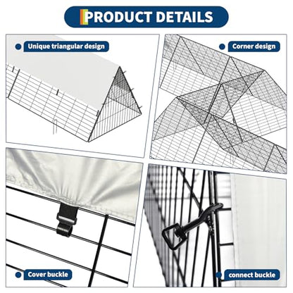 GarveeLife Metal Chicken Tunnel with Waterproof & Anti-UV Cover, Chicken Run for Yard, Outdoor Backyard Farm, Portable Chicken Coop for Hens, Ducks, Rabbits, 287x78.7x24.2 inch - size: 40.9"L x 29.7"W x 3.7"H