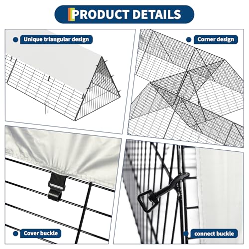 Large Metal Chicken Tunnel with Corner Frame, Portable Chicken Coop Run with Waterproof & Anti-UV Cover for Backyard Farm, Poultry Cage for Hens, Ducks, Rabbits, 287x78.7x24.2 inch