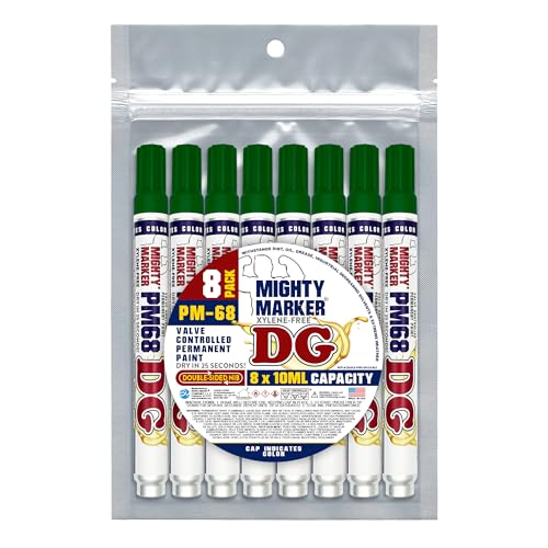 PM-68 DG Paint Markers, Heavy Duty Industrial Paint Markers, Ketone-Based, Xylene Free, Quick Dry, Degrease Resistant, Made in USA, Green 8 Pack - color: Green