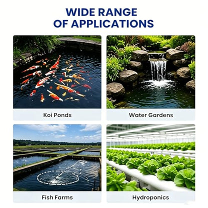 Self Sinking Aeration Hose, 3/8" ID 656FT, Sturdy PVC Line, Packaged with 4 Brass Connectors & 4 Stainless Clamps for In-ground Ponds, Home Garden and Small Farm Water Bodies