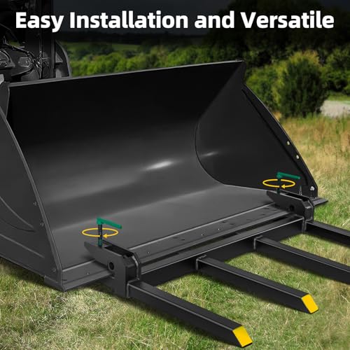 Clamp On Debris Forks To 48-60" Bucket, Heavy Duty Pallet Fork Fit For Loader Bucket Skidsteer Tractor,43" 2500 LBS - size: 43" 2500 LBS