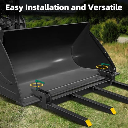 Clamp On Debris Forks To 48-60" Bucket, Heavy Duty Pallet Fork Fit For Loader Bucket Skidsteer Tractor,43" 2500 LBS - size: 43" 2500 LBS