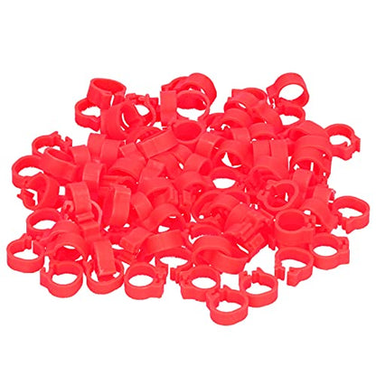 Omabeta Pigeons Foot Ring, Durable Plastic Easy-to-Install Compact Design, Identification Leg Rings, for Pigeon Identification, Red, 8mm, 100 Pieces - color: Red