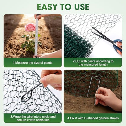 Chicken Wire for Floral Arrangements,16 in x 32.8 ft Green Chicken Wire Mesh Roll, Galvanized Hexagonal Floral Chicken Wire Garden Netting for Outdoor Plants, Chicken Wire Fencing for Poultry, Garden - size: 16x294 inch