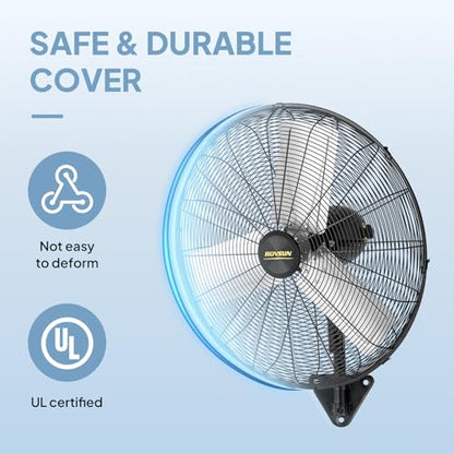 ROVSUN 20" Wall Mounted Fan, High Velocity Industrial Wall Fan, Max 4710 CFM and Wide Angle Oscillating, Commercial Ventilation Use, Suit for Garage, Shop, Greenhouse, Gym - size: 20''