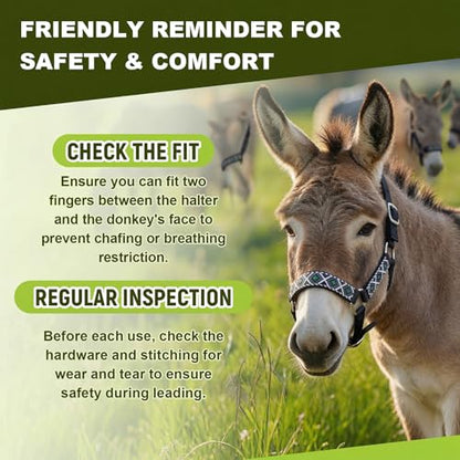 1 Set Miniature Donkey Halter with Lead Ropes, Cute and Stylish Adjustable Nylon Head Collar Set for Miniature Donkeys (Black) - color: purple, pink