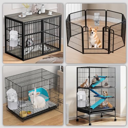Kenond 50 oz Rabbit Water Dispenser,Gravity Dog Water Bowl Dispenser for Cage,Auto Water Bottle for Ferret,Cat,Dog and Other Animals, Compatible with Widemouth Cages, Wire Cages and Crates(Gary) - color: Gray