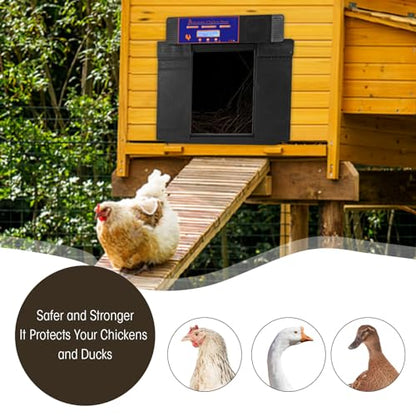 Automatic Chicken Coop Door Opener with Timer and Solar Battery Power, Double Electric Chicken Door with LED Display, for Chickens Ducks Geese, IP45, Anti - (Black) - color: Black
