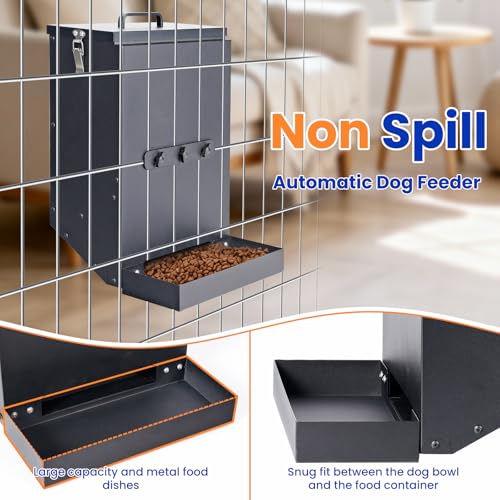 17Lbs Automatic Dog Feeder for Outside Kennel, Galvanized Gravity Dog Food Dispenser for Hanging Cage, Pet Cage Feeder for Large Breed,Rabbit,Chicken,Puppy,Ferret,Chinchilla,Ferret