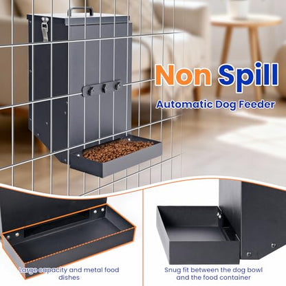 17Lbs Automatic Dog Feeder for Outside Kennel, Galvanized Gravity Dog Food Dispenser for Hanging Cage, Pet Cage Feeder for Large Breed,Rabbit,Chicken,Puppy,Ferret,Chinchilla,Ferret