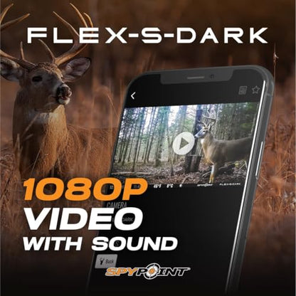 SPYPOINT Flex-S-Dark Ultimate Pack with SD Card + LIT-22 - Solar Cellular Trail Camera – Built-in Solar Panel, 40MP Photos, 1080p Videos + Sound, No-Glow Game Camera, Night Vision, Trail Cam - style: Ultimate Pack– 1 Camera (1 SD Card + 1