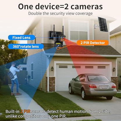 LETSCEE Security Cameras Outdoor WiFi,5G/2.4G Cameras for Home Security Solar Power with Dual Lens,Motion Detection,Night Vision,2-Way Audio,Weather Proof,No Subscription Fee - color: 2PACK