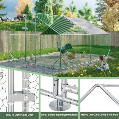 Sturdy Walk-in Chicken Run with Galvanized Steel Frame and PVC-Coated Hexagonal Wire Mesh for Outdoor Poultry Enclosure (3x4m) - color: 3x4m