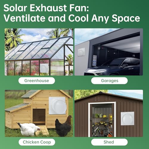 Solar Exhaust Fan, 25W Waterproof Solar Panel 8 Inch Ventilation Vent Fan for Greenhouse,Chicken Coop,Shed, Garage, Attic, Barn, Workshop Outside,14.8ft Cable - size: 25W 8" solar exhuast fan