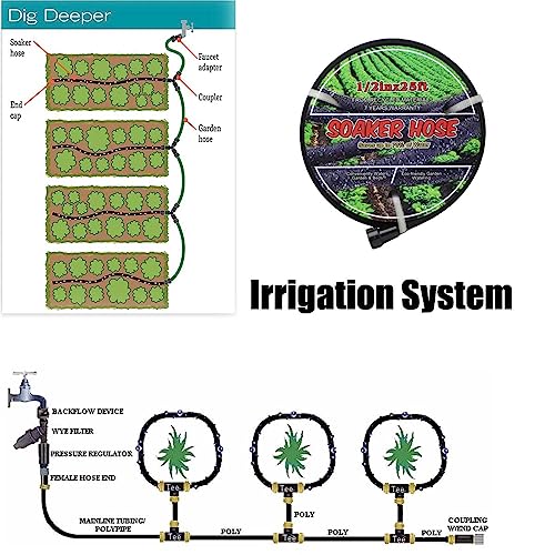 Soaker Hose 1/2" 25ft Rubber Garden Soaker Hoses, Water Seeper Round Drip Hose, Heavy Duty Drip Irrigation Hose For Vegetable, Lawn, Plants and Trees Watering - size: 1/2inch 25ft