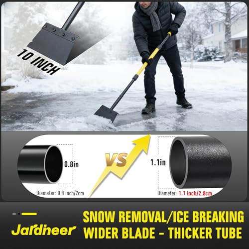 Jardineer Garden Flat Shovel Heavy Duty, Multifunctional Garden Cleaning Shovels for Lawn Edging,Sidewalk Weeding, Floor Scraper Long Handle, Metal Snow Shovel,Ice Scraper for Driveway (60")