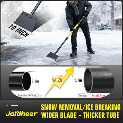 Jardineer Garden Flat Shovel Heavy Duty, Multifunctional Garden Cleaning Shovels for Lawn Edging,Sidewalk Weeding, Floor Scraper Long Handle, Metal Snow Shovel,Ice Scraper for Driveway (60")