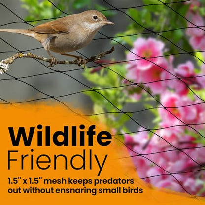 Harvesto Heavy Duty Bird Netting for Chicken Coops & Runs | Tree & Garden Netting Mesh 1-1/2" | Keep Hawks, Birds & Predators Away | Bird Netting for Blueberry Bushes, Vegetables & Fruit (25' x 100') - size: 25 x 100 ft