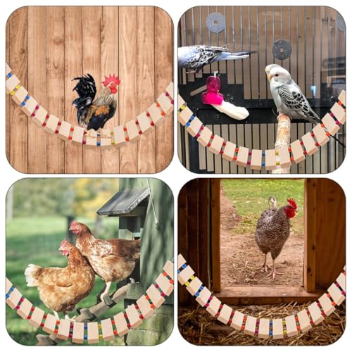 Wooden Bird Ladder for Chickens and Roosters, Natural Wood Chicken Perch with Chewing and Exercise Features, Poultry Coop Accessory for Hens and Birds