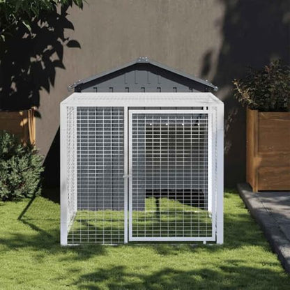Chicken Coop Anthracite Galvanized Steel 79 x 46 x 48 in Outdoor Poultry Run with Roof Heavy Duty Pet Enclosure for Yard Farm - size: 79.1 x 46.1 x 48.4 in (W x L x H)