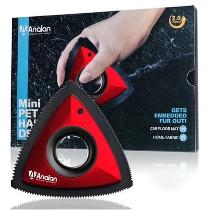 Analan Mini Pet Hair Remover, Triangle Design for Car Interior, Couch, Carpet, Multi Color (Ruby Red) - color: Ruby Red