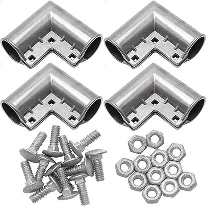 MDEOOSKY 4pcs Chain Link Fence Gate Corners Chain Link Gate Hardware Chain Link Fence Parts with 12pcs Bolts, Replacement for 1 3/8" X 1 3/8" Outdoor Diameter Pipe