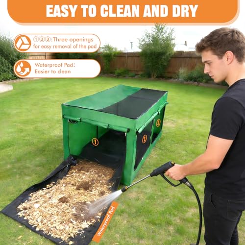 Tetuga Brooder Box for Chicks, Chicken Run Large Chick Starter Kit Portable Brooding Pen with Breathable Mesh & Waterproof Pad Outdoor Indoor Small Animal Enclosures for Chicken Duck Quail (Large)