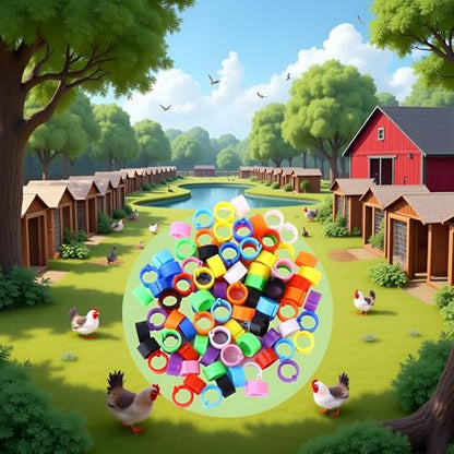 100 Pcs 8 MM Multicolor Poultry Leg Rings, 10 Colors Poultry Foot Rings Bird Identification Leg Bands Clip-on Rings for Birds, Ducks and Chickens Diameter, Poultry Feeding Equipment