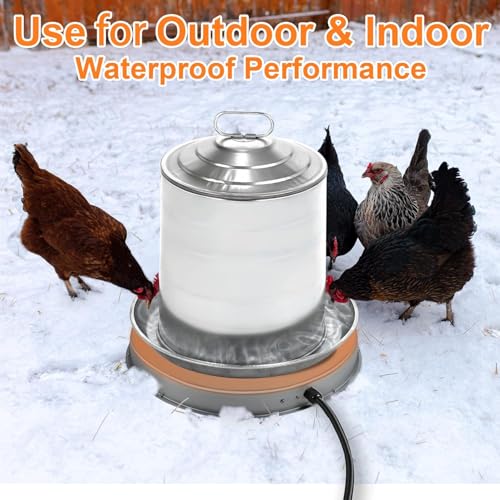 2 Pcs Poultry Chicken Water Heater: Chicken Water Heater Base for Winter, for Plastic/Metal Poultry Watere Under 6 Gallons, Heated Waterer for Chickens 125W - size: 15 inch (2-Pack)
