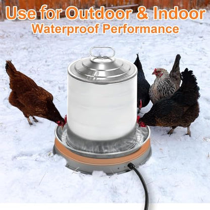 2 Pcs Poultry Chicken Water Heater: Chicken Water Heater Base for Winter, for Plastic/Metal Poultry Watere Under 6 Gallons, Heated Waterer for Chickens 125W - size: 15 inch (2-Pack)