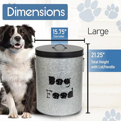 Large 60lb & Small 20lb Dog Pet Food Storage Canister with Scoop – Durable & Airtight for Freshnesss, Minimalist Design & Recyclable, Huge & Small Metal Container (Combo - Dog Bin - Large & Small) - size: Combo - Large Dog 60lb & Small Dog 20lb