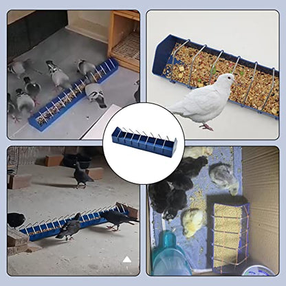 2PCS Pigeon Feeder, Bird Dispenser Slot Container, Poultry Plastic Thick Trough Dish Less Waste with Removable Steel Wire Partition for Pigeons Quails Birds Chicks Ducklings - size: L:15.7 x 4 x 3 inches