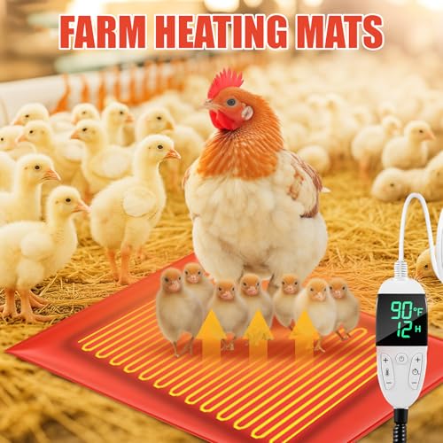 4 Pack Heated Chicken Pad for Brooders Small Animal Pet Heating Pad Warming Chick Nesting Mat with Temperature and Timer Waterproof Chicken Coop Heater Mat(15.7 x 12.6 Inches) - size: S