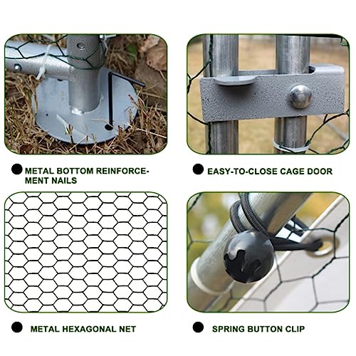 Large Metal Chicken Coop Walk-in Poultry Cage Heavy Duty Chicken Runs Hen House for Yard with Waterproof and Anti-UV Cover for Outdoor Farm Use(10’ W x 13’ L x 6.5’ H) - size: 13.1' L x 9.8' W x 6.4' H