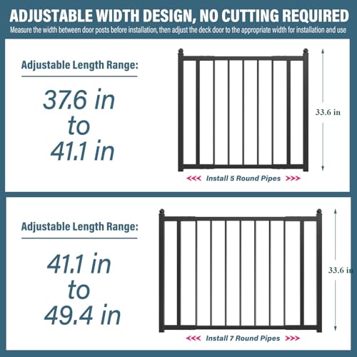Deck Railing Gate Outdoor, Upgraded Expandable 3 to 4 FT.W x 32in.H, with Latch, No Cutting Required, Freestanding Pet Gate for Large Openings, Stairs, Hallways, Doorways, Deck, Yard (Black) - color: 32in