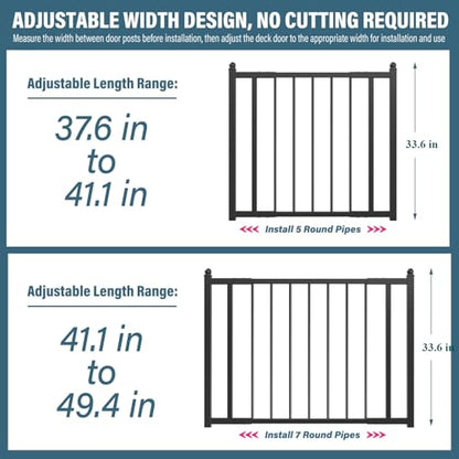 Deck Railing Gate Outdoor, Upgraded Expandable 3 to 4 FT.W x 32in.H, with Latch, No Cutting Required, Freestanding Pet Gate for Large Openings, Stairs, Hallways, Doorways, Deck, Yard (Black) - color: 32in