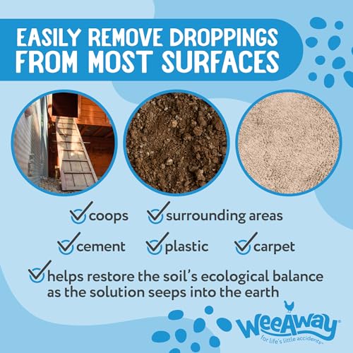 Wee Away Coop Refresher & Droppings Remover for Chickens, Enzyme Cleaner for Bird Poop, Odor Eliminator for Outdoor Chicken Coops, Unscented, 32oz - size: 32 Fl Oz (Pack of 1)
