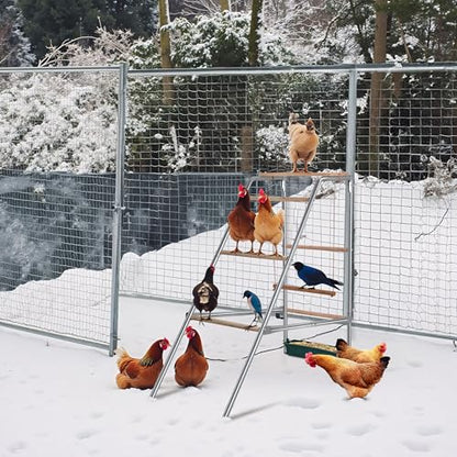 Chicken Perch Swing with Ladder for Coop,Metal Frame Chicken Roosting Bars,Pet Swing Set for Backyard Poultry Farm Roost Chicken