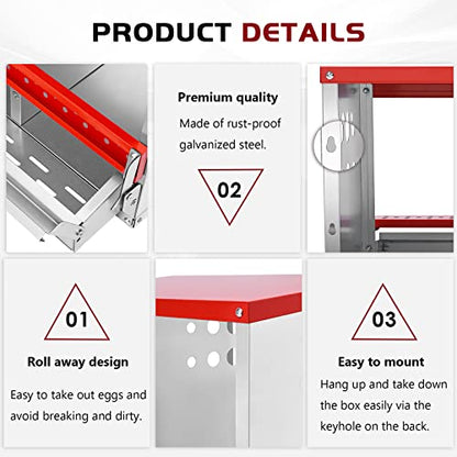 Nesting Box for Chickens, Roll Away Chicken Nesting Boxes with Easy Egg Collection Heavy Duty Metal Laying Box for Hens - 10 Compartment