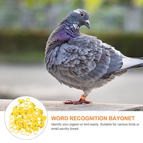 Happyyami 100 Pcs Numbered Pigeon Foot Bands Bird Ring Leg Bands for Chicken Parakeets Parrots Other Birds Plastic Ring Bright Colors for Easy Identificati - color: Yellow