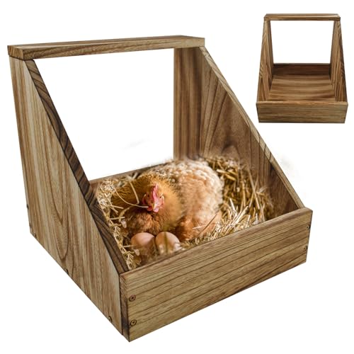 kathson Chicken Nesting Box,Wood Chickens Coop Nesting Boxes Single Compartment Hen Nesting Box Big Duty Laying Nest Boxes for Hens Ducks and Poultry(1 Pcs,No Perch)