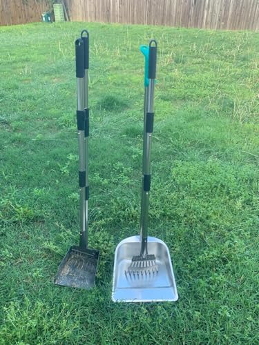 Dog Pooper Scooper for Large Dogs with Large Capacity Tray and 36" Long Handle Rake,Stainless Steel Dog Poop Scooper for Dogs,Heavy Duty Dog Poop Scooper for Yard