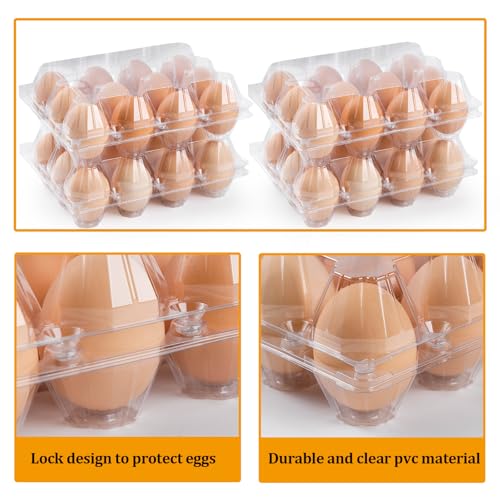 120 Pack Egg Cartons Cheap Bulk 12 Count, 1 Dozen Clear Empty Egg Cartons for Chicken Eggs, Plastic Egg Holder Egg Container for Family,Chicken Farm and Markets - Medium Egg Cartons Reusable - size: 120P3×4