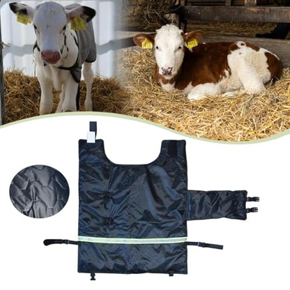 Calf Warm Clothes Blanket Jacket Saver Comfort Oxford Cloth Waterproof Windproof Sturdy Adjustable Suitable for Farmers Cattle Calves Cold Winter, Black - color: black