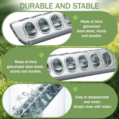 Potchen 2 Pcs Slide-top Poultry Feeder Durable Galvanized Metal Chicken Feeder Trough with Removable Top Trough Multi-Hole Tray for Pigeon Quails Duckling Birds Duck Chicken(12 Inch) - size: 12 Inch
