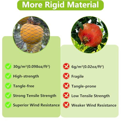 50x100ft Bird Netting for Chicken Coop, 1" Mesh Chicken Coop Netting Cover | Poultry Netting Roof for Chicken Run, Hawk Proof, Bird Netting for Garden, Fruit Trees, Plants, Vegetables, Garden Protection - size: 50'x100'-1''