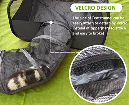 Guinea Pigs Playpen with Surround Tunnel,Pop Open Tent with Tube for Dwarf Rabbits,Chinchilla,Ferret and Other Small Animals to Run and Exercise Indoor or Outdoor (Playpen with Tunnel) - style: Playpen with Tunnel