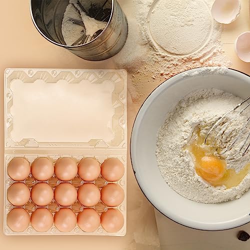 Zubebe 200 Clear Plastic Egg Trays - Bulk Empty Chicken Egg Tray Holds Securely - Clear Blank Egg Cartons for Farm, Market, Home Refrigerator Storage (3 x 5 Grids) - size: 3 x 5 Grids